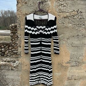 Loose knit long line cardigan cotton knit